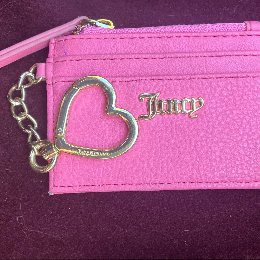 New Pink Juicy Couture cardholder gold heart
